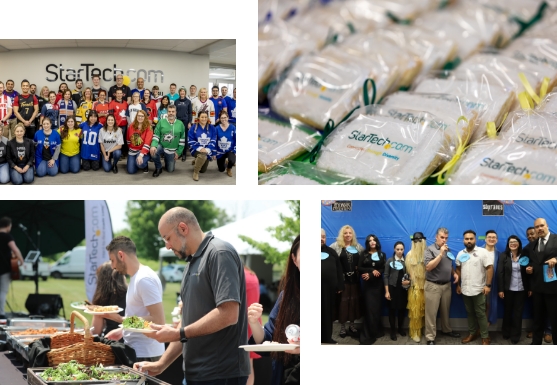 Collage of images showing various corporate fun events